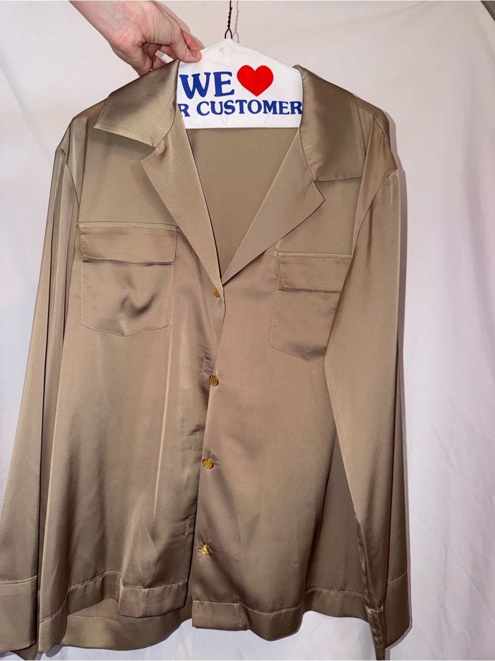 Montserrat Silk Button-Up Shirt Jacket in Taupe